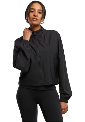 Urban Classics Damen Sportjacke Ladies Sports Jacket, Damen leichte Sportjacke mit hohem Stehkragen und Nahttaschen, atmungsaktiv, Größen XS - XL von Urban Classics