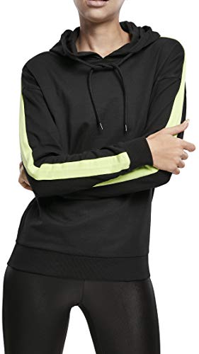 Urban Classics Womens TB3407-Ladies Neon Shoulder Stripe Hoody Hooded Sweatshirt, Black/electriclime, S von Urban Classics
