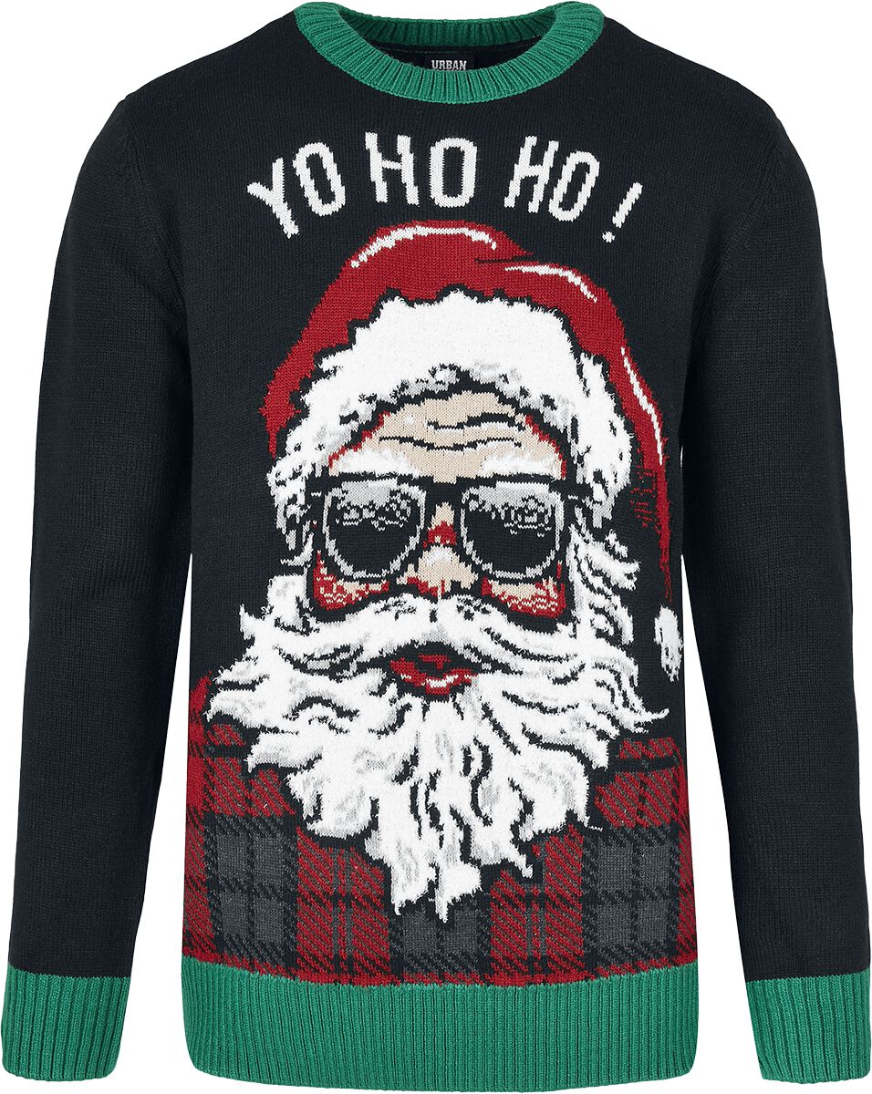 Urban Classics Yo Ho Ho Sweater Weihnachtspullover schwarz grün weiß in M von Urban Classics