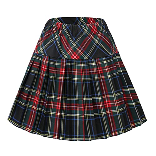 Damen Elastische Taille Plaid Faltenrock Tartan Skater Schule Uniform Mini Röcke, Serie 18, XX-Large von Urban CoCo