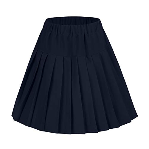 Damen Elastische Taille Plaid Plissee Rock Tartan Skater Schuluniform Mini Röcke, Farbe: Marineblau, X-Groß von Urban CoCo