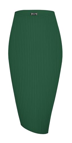 Urban CoCo Damen-Bleistiftrock, hohe Taille, Stretch, gerippt, Midi-Länge mit Seitenschlitz, Büro, Arbeit, figurbetonter Stil, Dunkelgrün, Mittel Urban CoCo Damen-Bleistiftrock, hohe Taille, Stretch, gerippt, Midi-Länge mit Seitenschlitz, Büro, Arbeit, figurbetonter Stil, Dunkelgrün, Mittel von Urban CoCo