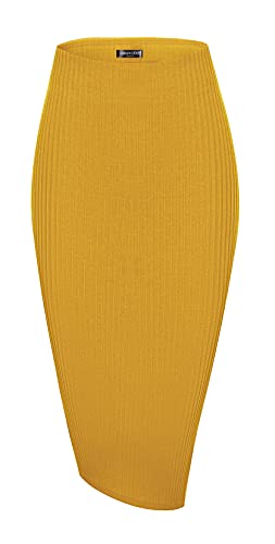 Urban CoCo Damen-Bleistiftrock, hohe Taille, Stretch, gerippt, Midi-Länge mit Seitenschlitz, Büro, Arbeit, figurbetonter Stil, Kurkuma, Klein Urban CoCo Damen-Bleistiftrock, hohe Taille, Stretch, gerippt, Midi-Länge mit Seitenschlitz, Büro, Arbeit, figurbetonter Stil, Kurkuma, Klein von Urban CoCo