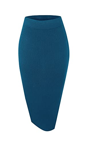 Urban CoCo Damen Bleistiftrock mit elastischer Taille, gestrickt, geteilter Schlauch, Midirock, indigoblau, Mittel Urban CoCo Damen Bleistiftrock mit elastischer Taille, gestrickt, geteilter Schlauch, Midirock, indigoblau, Mittel von Urban CoCo