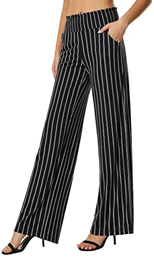 Urban CoCo Damen Boho Palazzo Pants Wide Leg Lounge Pants, Schwarz/Weiß, XX-Large von Urban CoCo