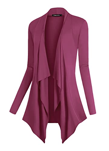 Urban CoCo Damen Drape Front Open Cardigan Langarm Unregelmäßiger Saum, Fuchsia Rose, Groß von Urban CoCo