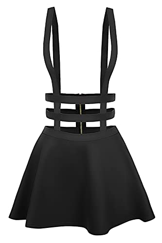 Urban CoCo Damen Elastische Taille Plissee Kurze Hosenträger Rock, Schwarz, X-Groß von Urban CoCo