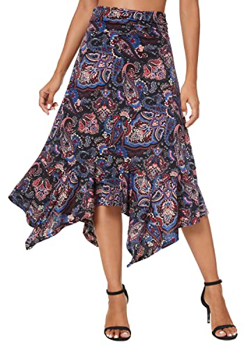Urban CoCo Damen Flowy Stretchy Rock Taschentuch Saum Midi Rock, #2, Mittel von Urban CoCo
