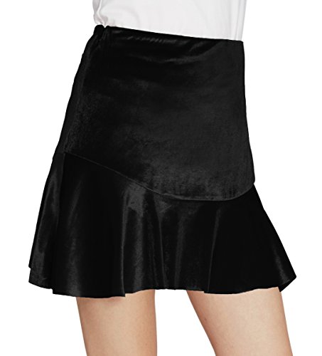 Urban CoCo Damen Grund Versatile Stretchy Ausgestellte Beiläufige Mini Skater-Rock klein schwarz von Urban CoCo
