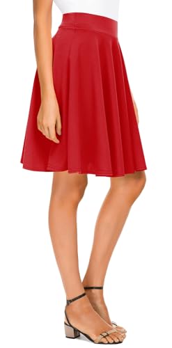 Urban CoCo Damen Grund Versatile Stretchy ausgestellte beiläufige mini Skater-Rock klein Rot-Long von Urban CoCo