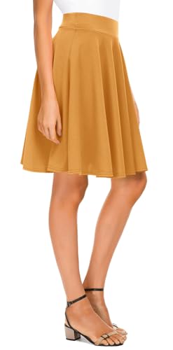 Urban CoCo Damen Grund Versatile Stretchy ausgestellte beiläufige mini Skater-Rock mittel kurkuma von Urban CoCo