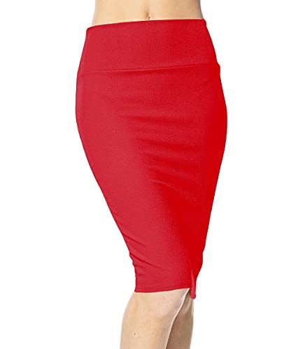 Urban CoCo Damen Hohe Taille Stretch Bodycon Bleistiftrock groß rot von Urban CoCo