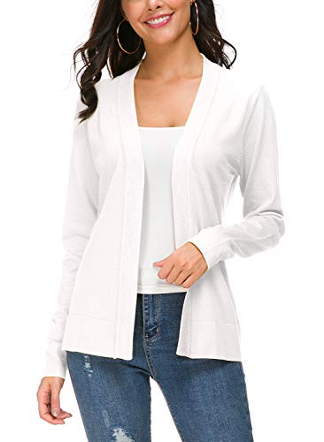 Urban CoCo Damen Langarm Open Front Knit Cardigan Sweater, Weiß, Groß von Urban CoCo