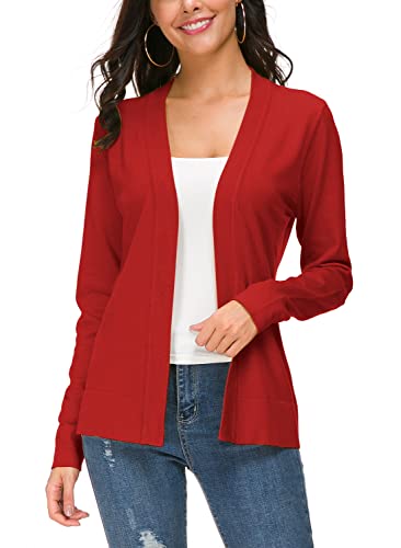 Urban CoCo Damen-Strickjacke, langärmelig, vorne offen, Rot/Ausflug, einfarbig (Getaway Solids), Medium von Urban CoCo