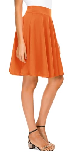 Urban CoCo Damen-Midirock, vielseitig, dehnbar, ausgestellt, lässig, hohe Taille, Orange/Abendrot im Zickzackmuster (Sunset Chevron), Groß von Urban CoCo