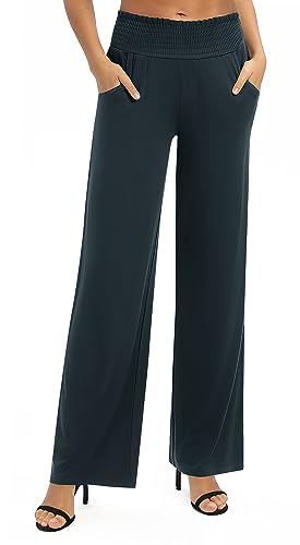 Urban CoCo Damen Solid Wide Leg Palazzo Lounge Pants Schlaghose Stoffhose Casual Straight Leg High Waist Stretch Pants, slate, X-Groß Urban CoCo Damen Solid Wide Leg Palazzo Lounge Pants Schlaghose Stoffhose Casual Straight Leg High Waist Stretch Pants, slate, X-Groß von Urban CoCo