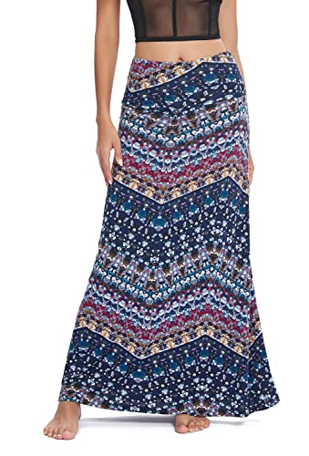 Urban CoCo Damen Stilvoller Spandex Bequemer Fold Over Flare Long Maxi Rock, #16, Groß von Urban CoCo