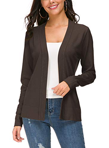 Urban CoCo Damen-Strickjacke, langärmelig, vorne offen, Braun, X-Groß von Urban CoCo