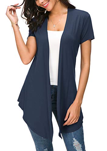Urban CoCo Damen-Strickjacke mit offener Vorderseite, kurze Ärmel, für Damen, leicht, Sommer-Drapierung, Weste, Marineblau, XX-Large Urban CoCo Damen-Strickjacke mit offener Vorderseite, kurze Ärmel, für Damen, leicht, Sommer-Drapierung, Weste, Marineblau, XX-Large von Urban CoCo