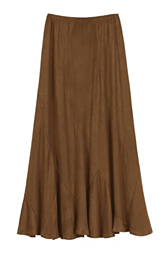 Urban CoCo Damen Vintage Elastische Taille A-Linie Lang Midi Rock, braun, XX-Large von Urban CoCo