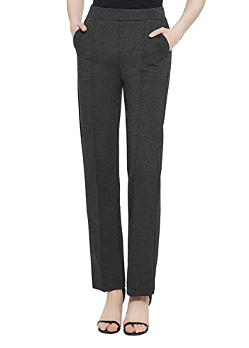 Urban CoCo Damen Yoga Kleid Hosen Dehnbar Casual Slacks Straight Leg Arbeitshose mit Taschen, Dark Shadow, M von Urban CoCo