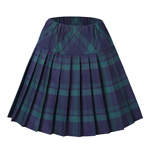 Urban CoCo Damen elastische Taille Tartan gefalteter Rock Schule XX-Groß Series 1 grün von Urban CoCo