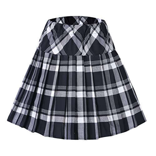 Urban CoCo Damen elastische taille tartan gefalteter rock schule klein serie 1 weiß von Urban CoCo