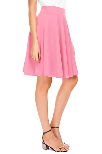 Urban CoCo Damen-Midirock, vielseitig, dehnbar, ausgestellt, lässig, hohe Taille, Pink, Groß von Urban CoCo