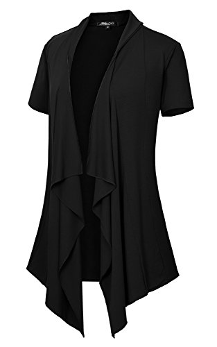 Urban CoCo Damen kurz Ärmel vorne offen drapieren lose Strickjacke xx-Large schwarz von Urban CoCo