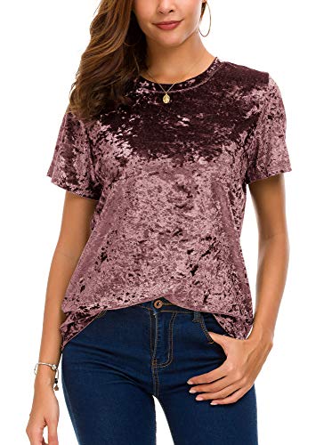 Urban CoCo Damen rundhalsausschnitt samtoberteil kurzarm t-shirt mittel rosa Urban CoCo Damen rundhalsausschnitt samtoberteil kurzarm t-shirt mittel rosa von Urban CoCo