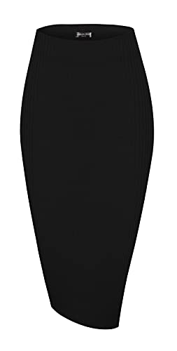 Urban CoCo Damen-Bleistiftrock, hohe Taille, Stretch, gerippt, Midi-Länge mit Seitenschlitz, Büro, Arbeit, figurbetonter Stil, Schwarz, Groß Urban CoCo Damen-Bleistiftrock, hohe Taille, Stretch, gerippt, Midi-Länge mit Seitenschlitz, Büro, Arbeit, figurbetonter Stil, Schwarz, Groß von Urban CoCo