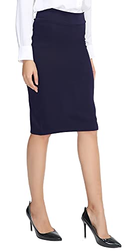 Urban CoCo Damen Bleistiftrock Elastische Taille Stretch Bodycon Midi Bleistiftrock - Blau - Mittel von Urban CoCo