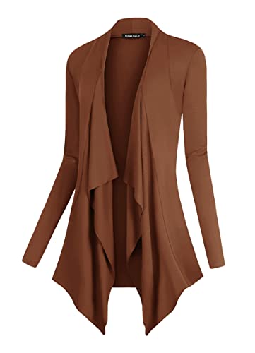 Urban CoCo Women's Drape Front Open Cardigan Long Sleeve Irregular Hem (Caramel, 2XL) von Urban CoCo