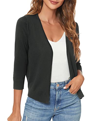 Urban Coco Damen Classic Open vordere Strickjacke 3/4 arm Cardigan groß schwarz von Urban CoCo