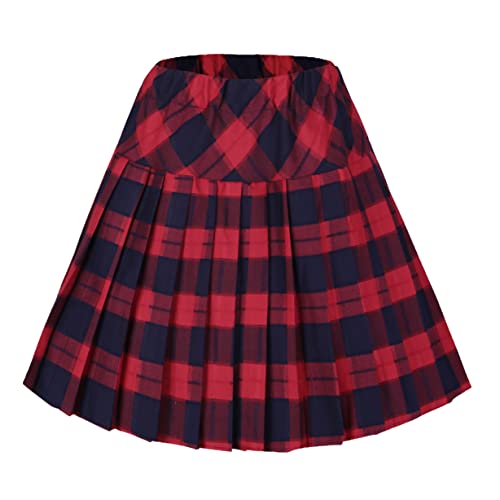 Urban Coco Damen Elastische Taille Tartan Gefalteter Rock Schule mittel Series 5 Rot von Urban CoCo