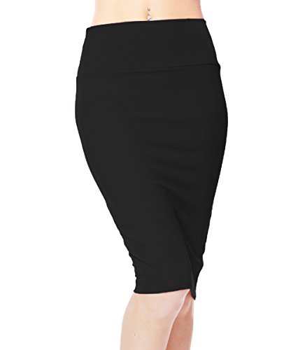 Urban Coco Damen Hohe Taille Stretch Bodycon Bleistiftrock x-Large schwarz von Urban CoCo