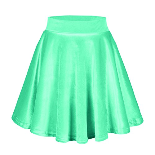 Urban Coco Mini-Skaterrock für Damen, ausgestellt, aus Stretch-Samt im Vintage-Stil, Grün, Klein von Urban CoCo