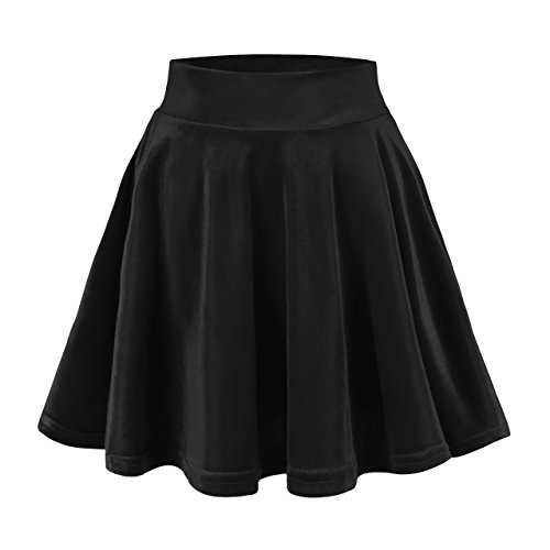 Urban CoCo, ausgestellter Damen-Mini-Skaterrock aus Stretch-Samt im Vintage-Stil, Schwarz, Groß Urban CoCo, ausgestellter Damen-Mini-Skaterrock aus Stretch-Samt im Vintage-Stil, Schwarz, Groß von Urban CoCo
