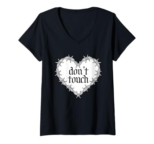 Damen Barbwire Heart | Don't Touch T-Shirt mit V-Ausschnitt von Urban Empyre