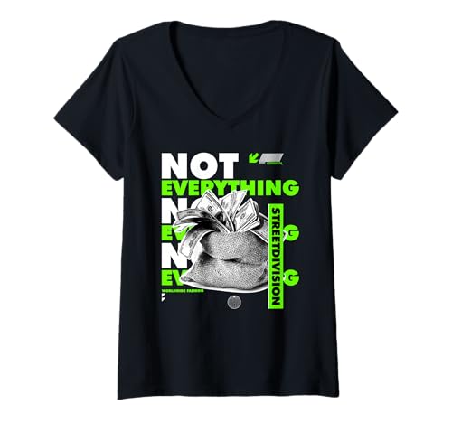 Damen Money Isn't Everything Geldtasche Streetwear T-Shirt mit V-Ausschnitt von Urban Empyre