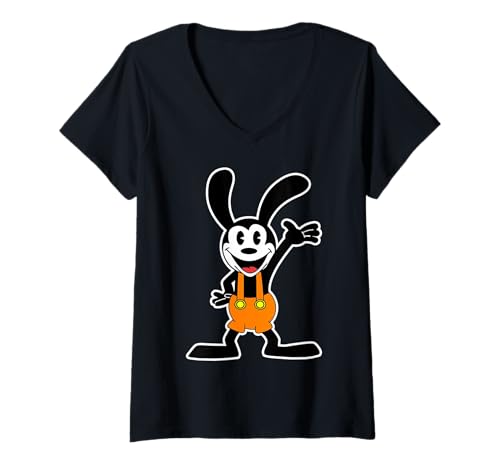 Damen Oswald Overall Rabbit Orange T-Shirt mit V-Ausschnitt von Urban Empyre