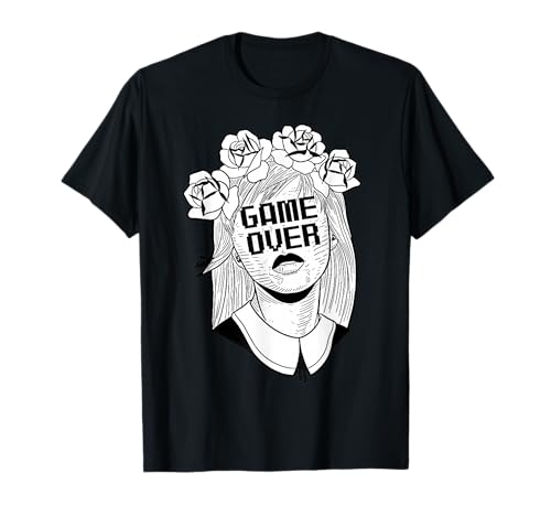 Game Over Goth Gamer Girl Roses T-Shirt von Urban Empyre