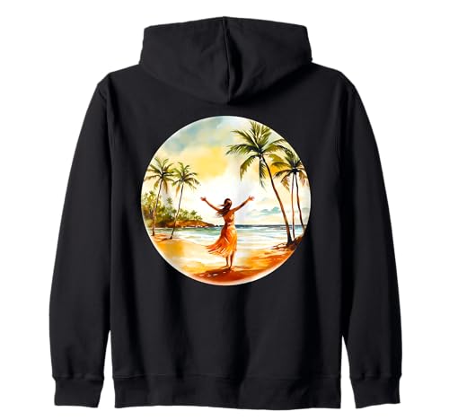 Hawaiianisches Mädchen Strand Palme Kapuzenjacke von Urban Empyre