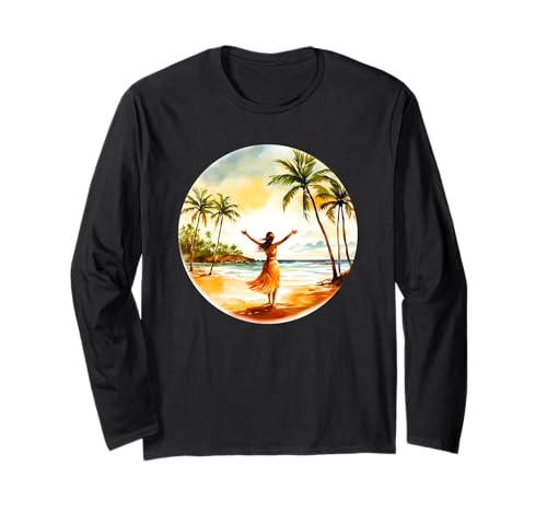 Hawaiianisches Mädchen Strand Palme Langarmshirt von Urban Empyre