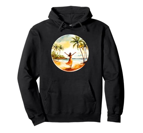 Hawaiianisches Mädchen Strand Palme Pullover Hoodie von Urban Empyre