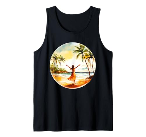 Hawaiianisches Mädchen Strand Palme Tank Top von Urban Empyre