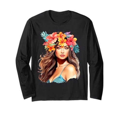 Hawaiianisches Pin-Up-Mädchen Langarmshirt von Urban Empyre