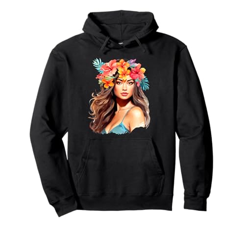Hawaiianisches Pin-Up-Mädchen Pullover Hoodie von Urban Empyre