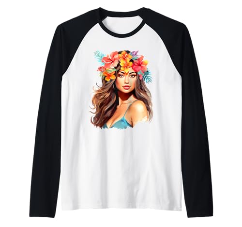 Hawaiianisches Pin-Up-Mädchen Raglan von Urban Empyre
