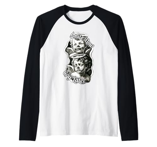 Lächle jetzt weine später Chicano Angel Baby Cherubs Raglan von Urban Empyre